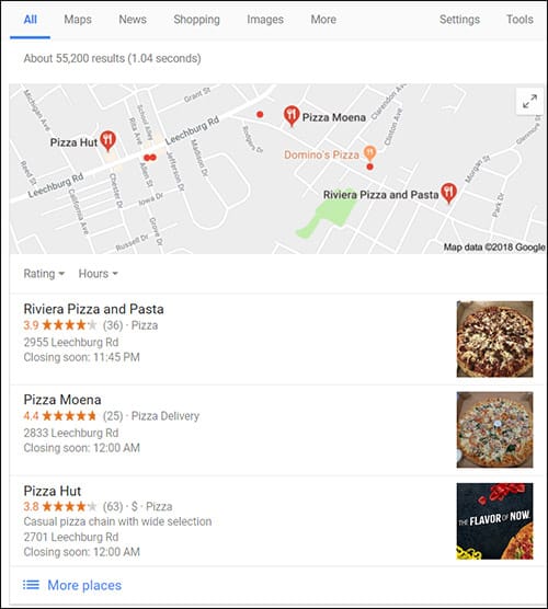 Google Map Pack example