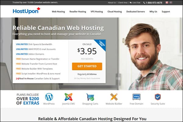 Best Canadian web hosting company #3 - HostUpon