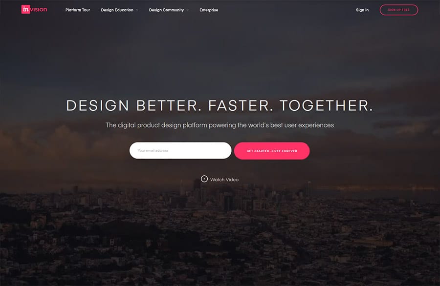 Invision prototype tool screenshot