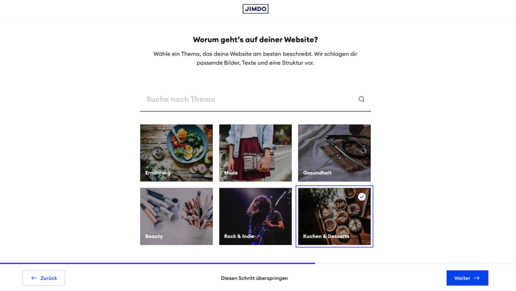 jimdo website einrichten