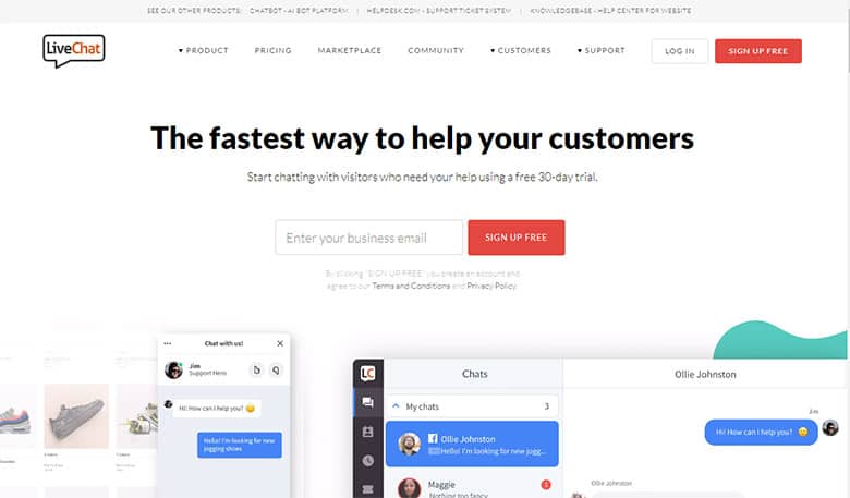 Screenshot of LiveChatInc