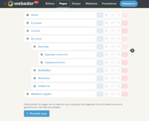 menu navigation webador