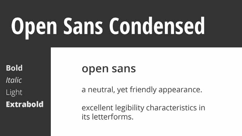 Trending Google Font Combination - Open Sans Condensed and Open Sans