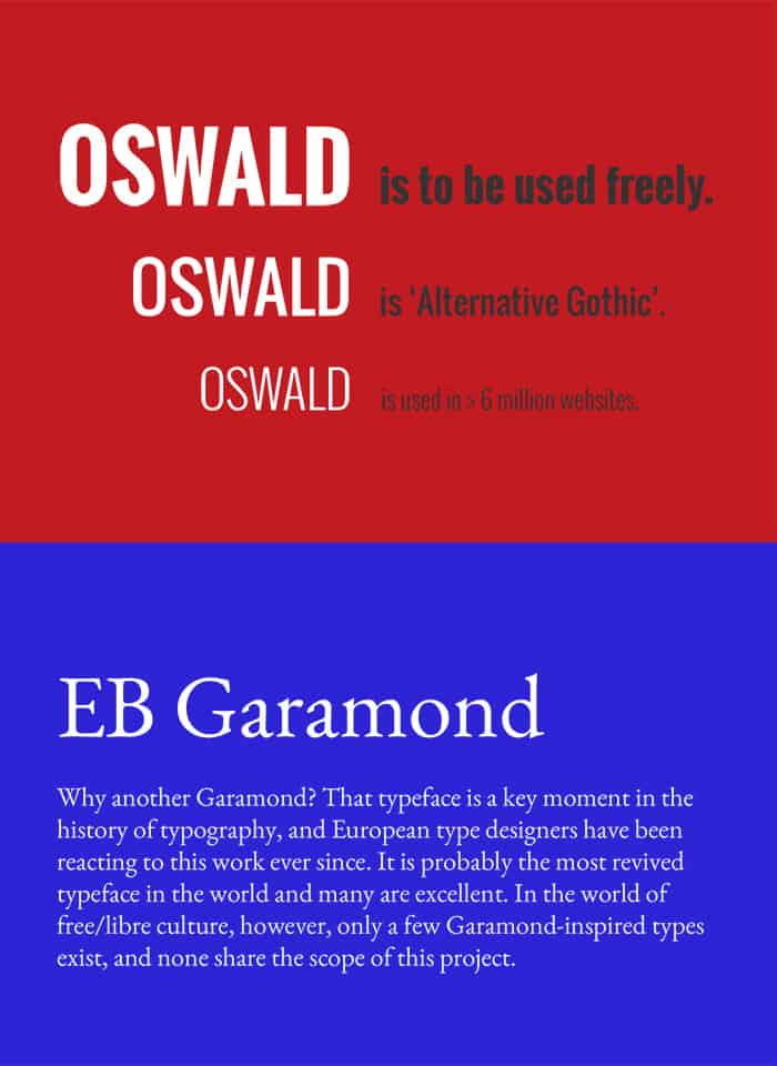 Trending Google Fonts combination - Oswald with EB Garamond