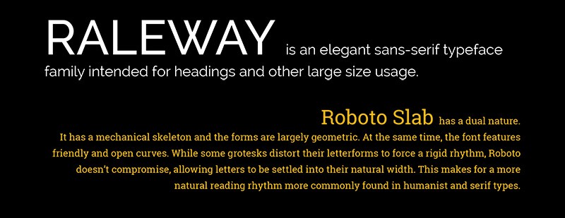 Trending Google Fonts combinations - Raleway with Roboto Slab