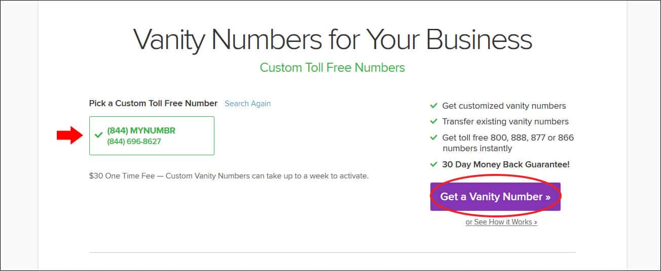 Reserving your vanity toll-free number