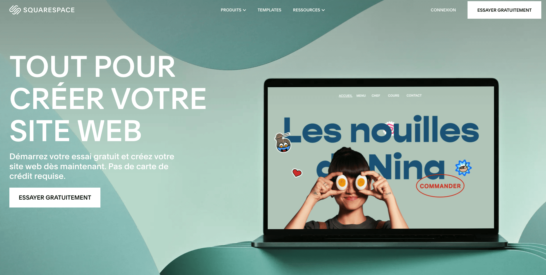 squarespace page d'accueil