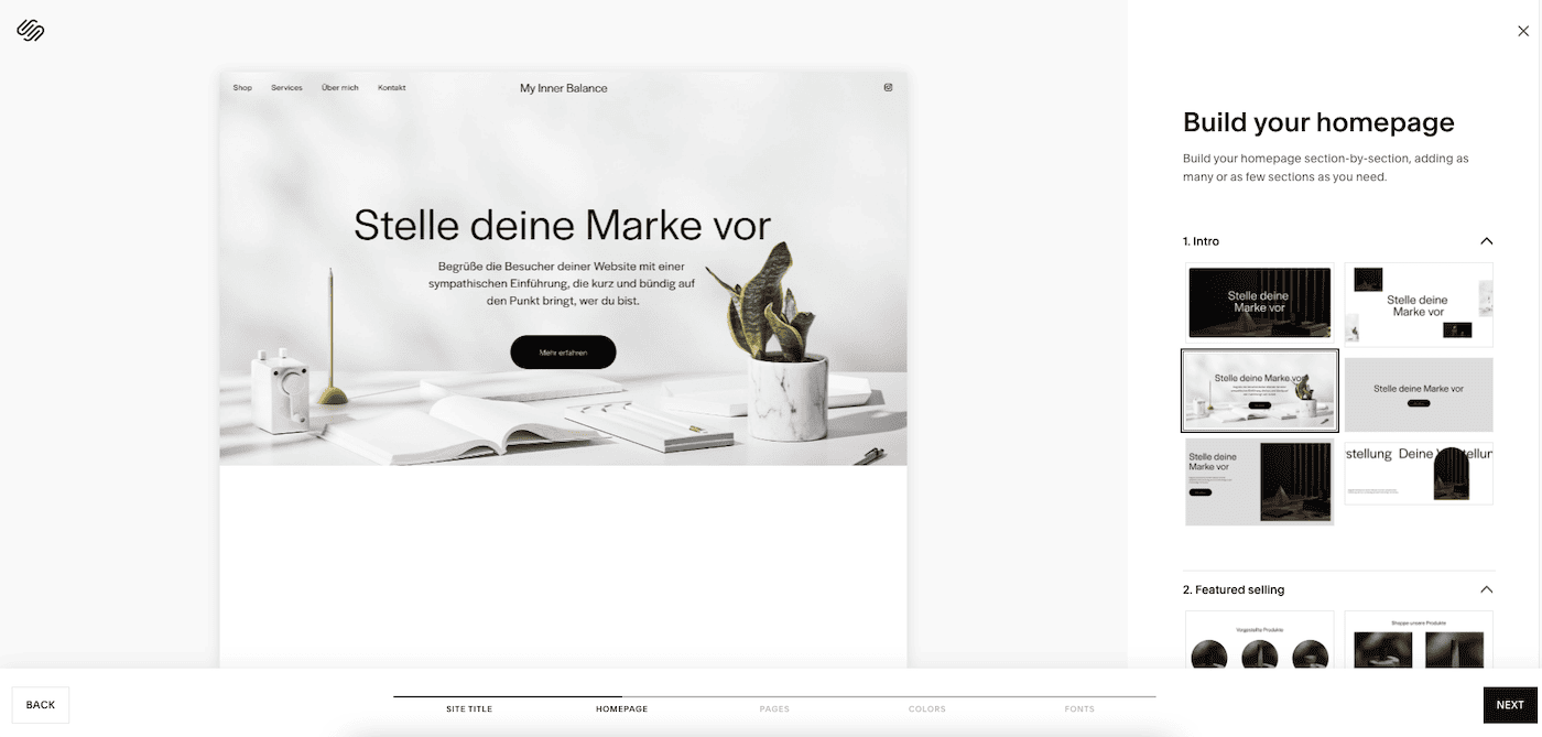 squarespace website erstellen