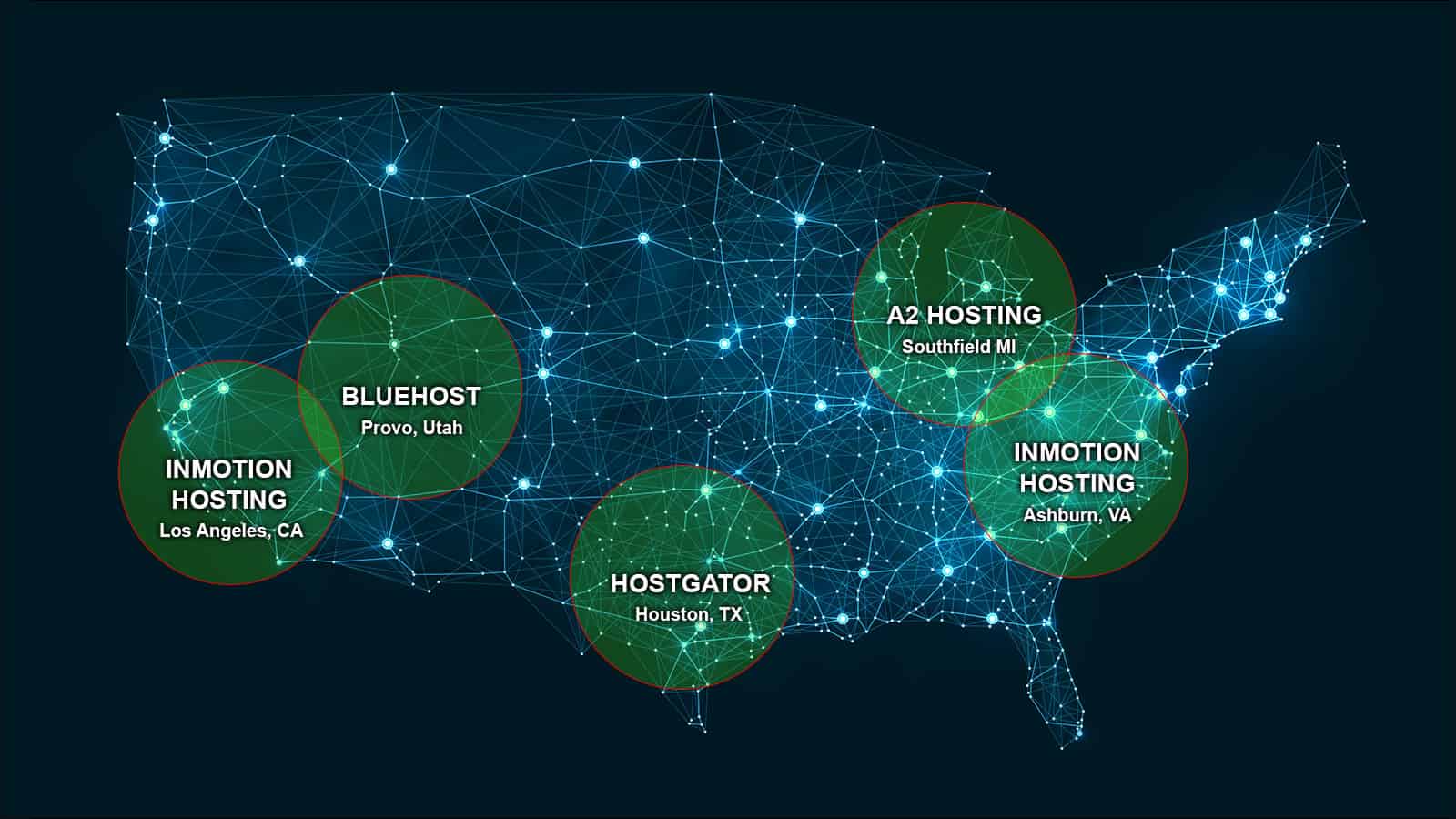 Geolocation of the data centers for well-known web hosts