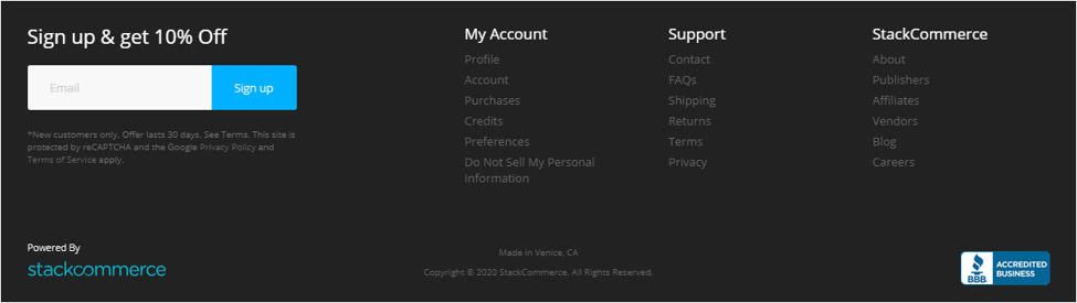 Website footer inspiration example