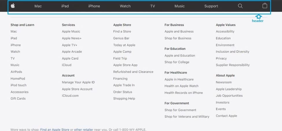 Apple's website footer example