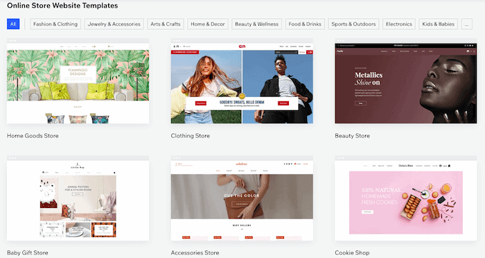 wix ecommerce templates