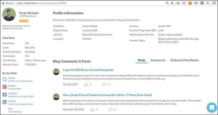 WordPress authors page example