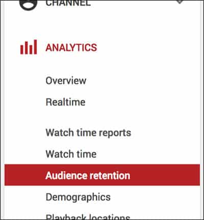 YouTube audience retention report