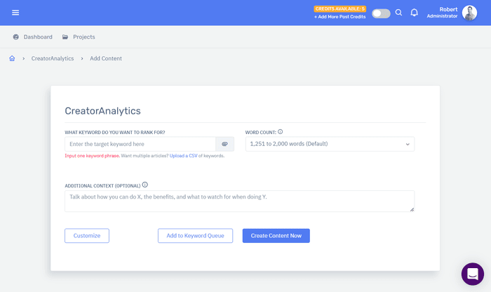 Configuration de Content At Scale