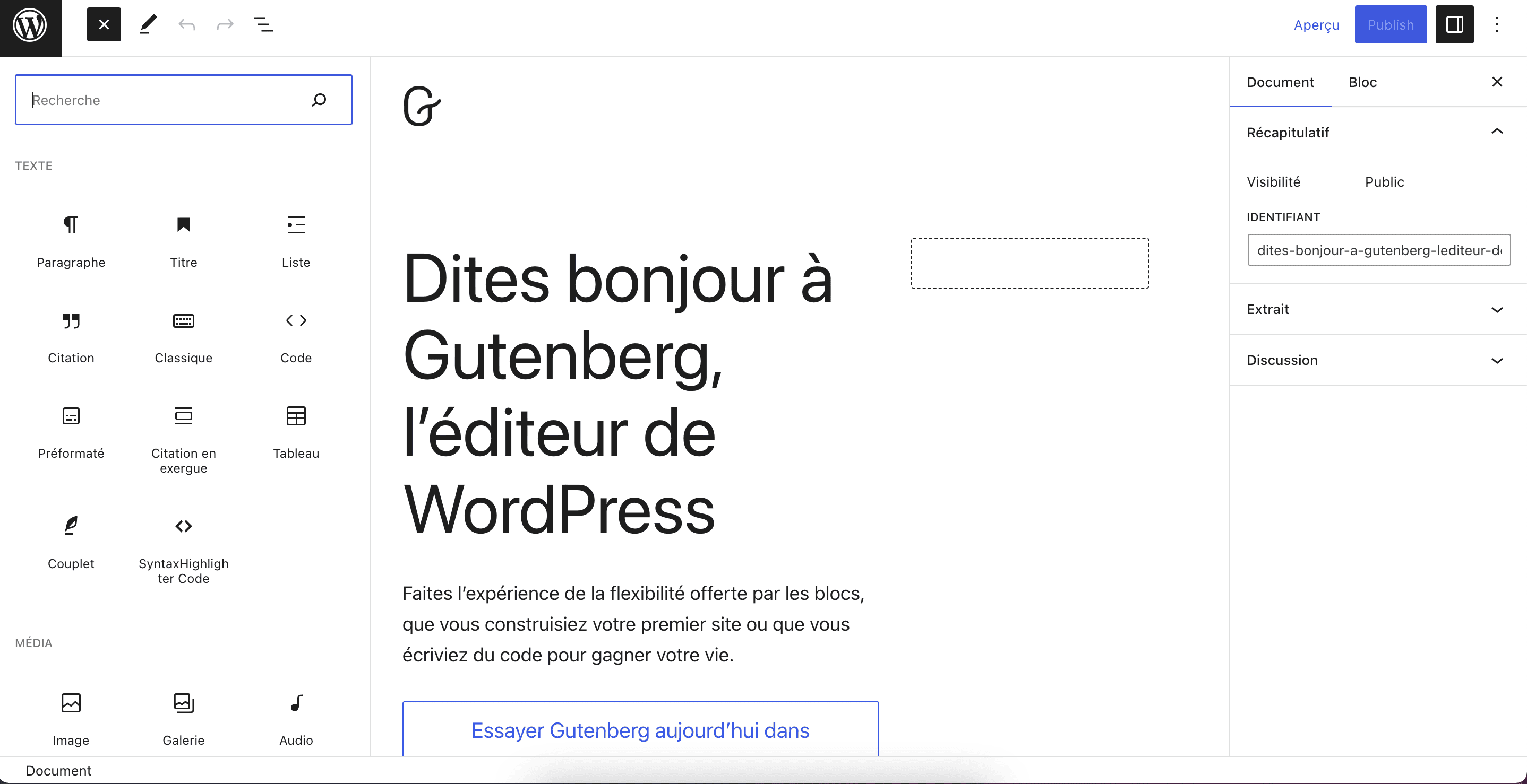 éditeur gutenberg wordpress