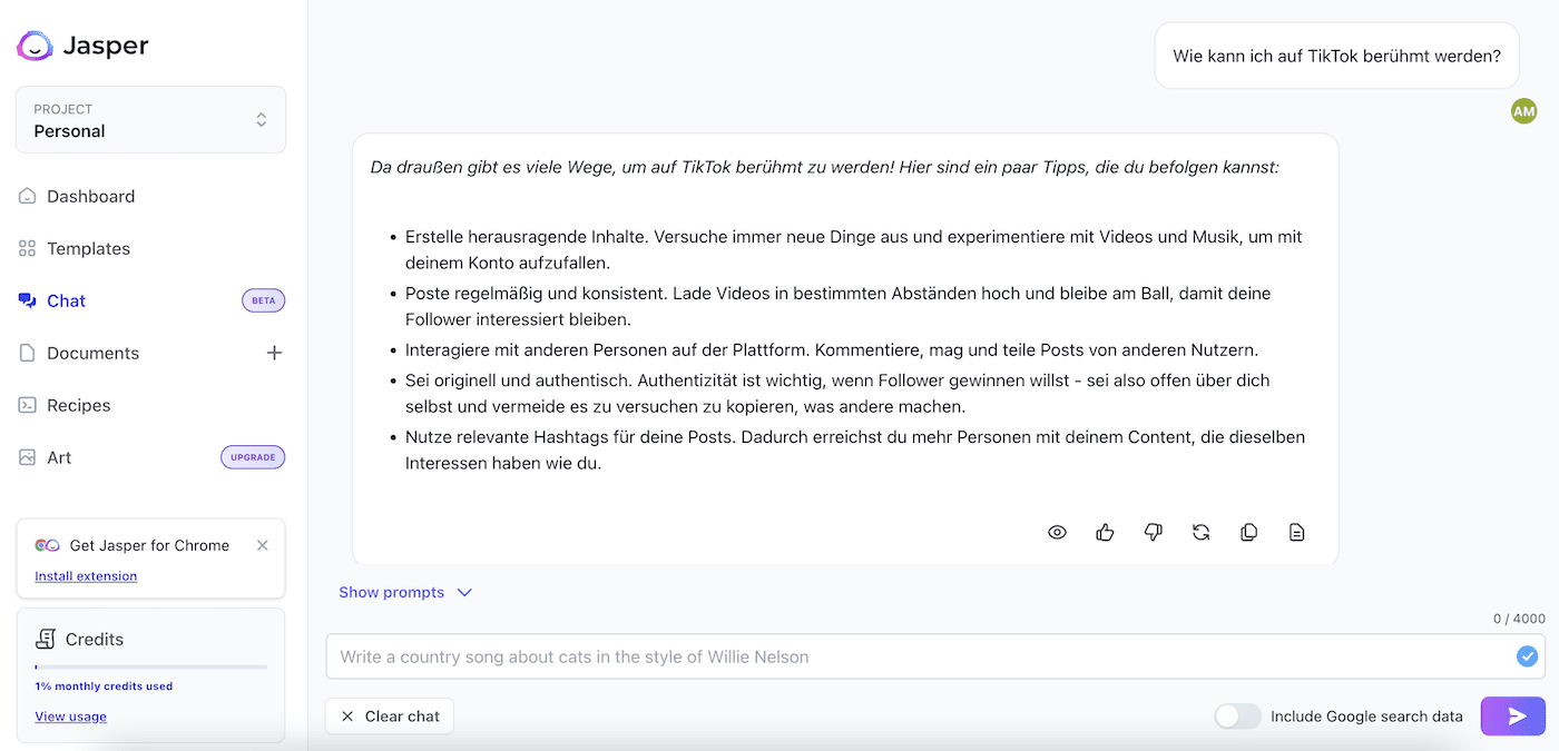 jasper beispieltext tiktok