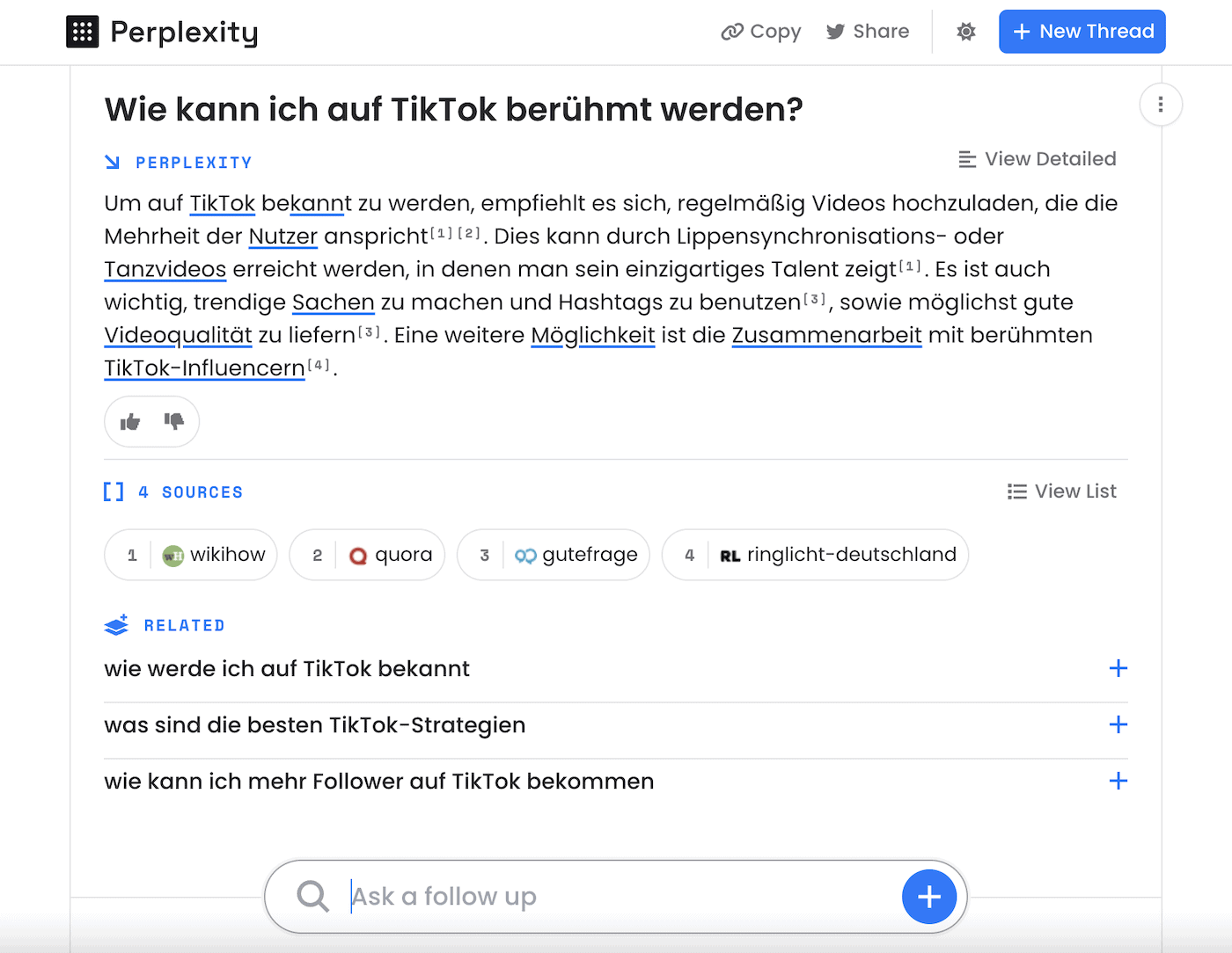 perplexity beispieltext tiktok