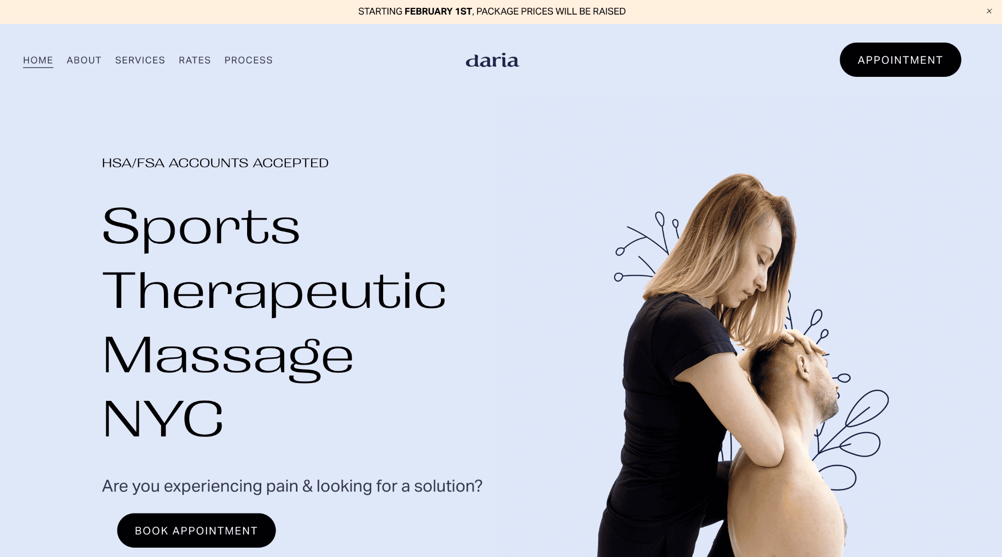 squarespace one page website builder - Daria Massage Therapy