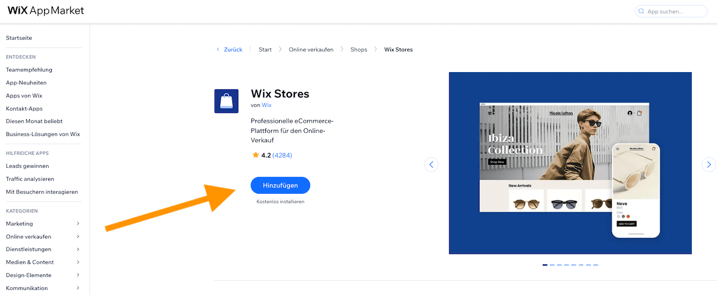 wix app hinzufügen