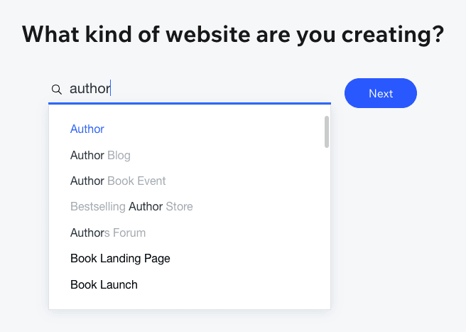 wix author site types