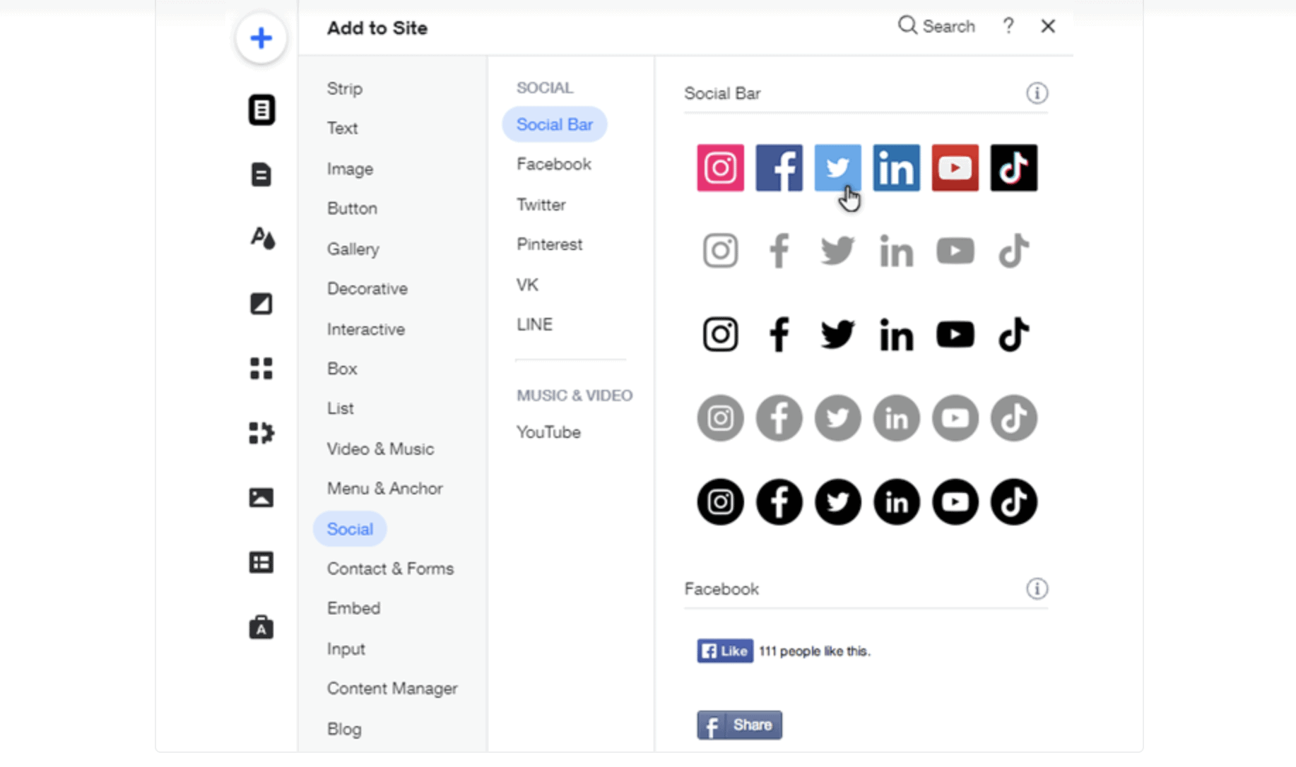 wix social bar