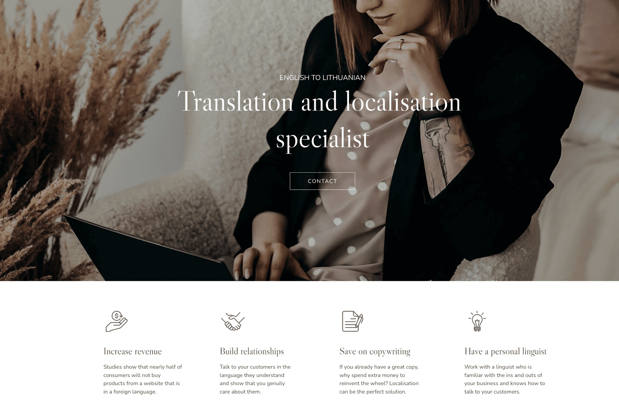 Hostinger Website Builder example: Kornelija Translates