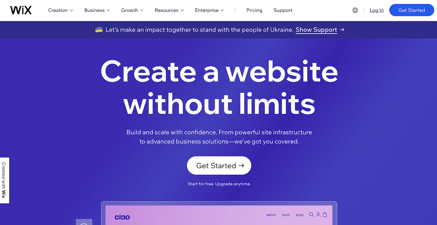 wix homepage