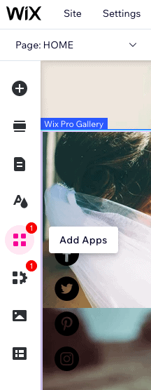 wix tutorial - add apps