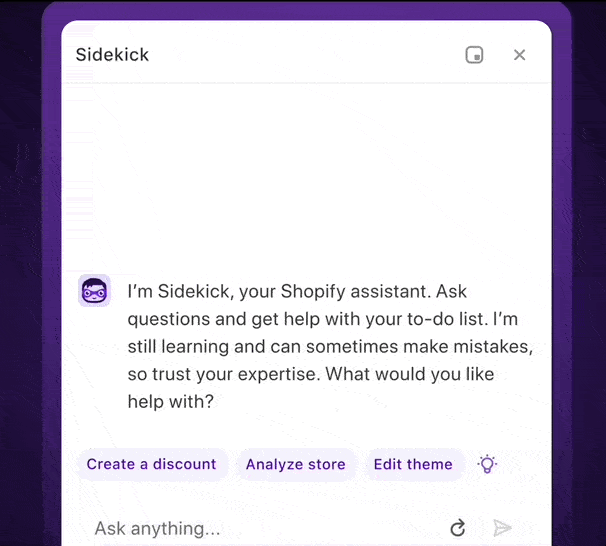 Shopify Sidekick example