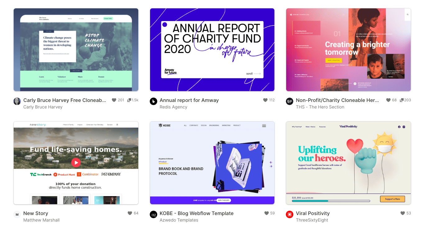 webflow nonprofit templates