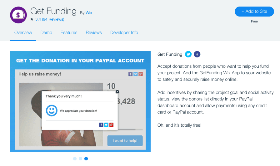 wix getfunding app