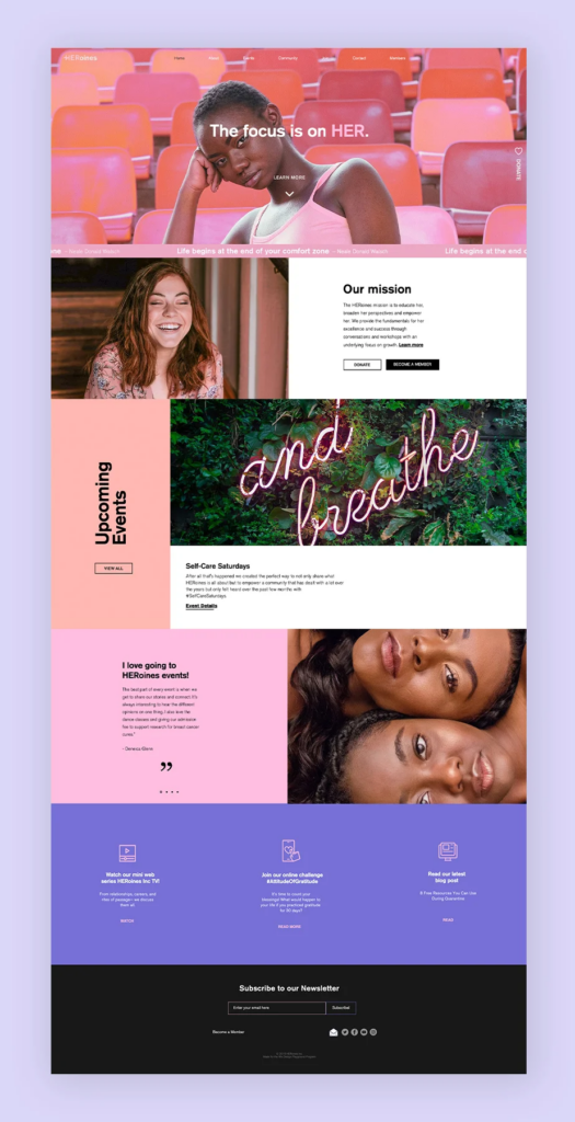 wix membership site example heroines