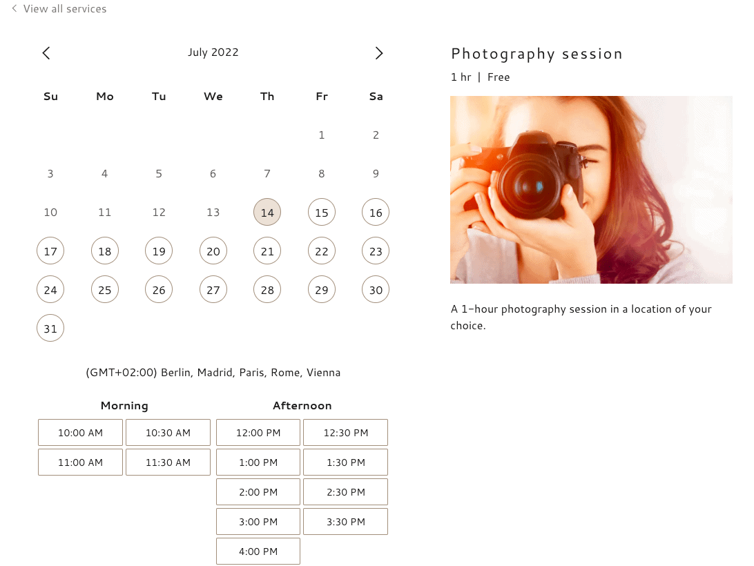 godaddy booking calendar