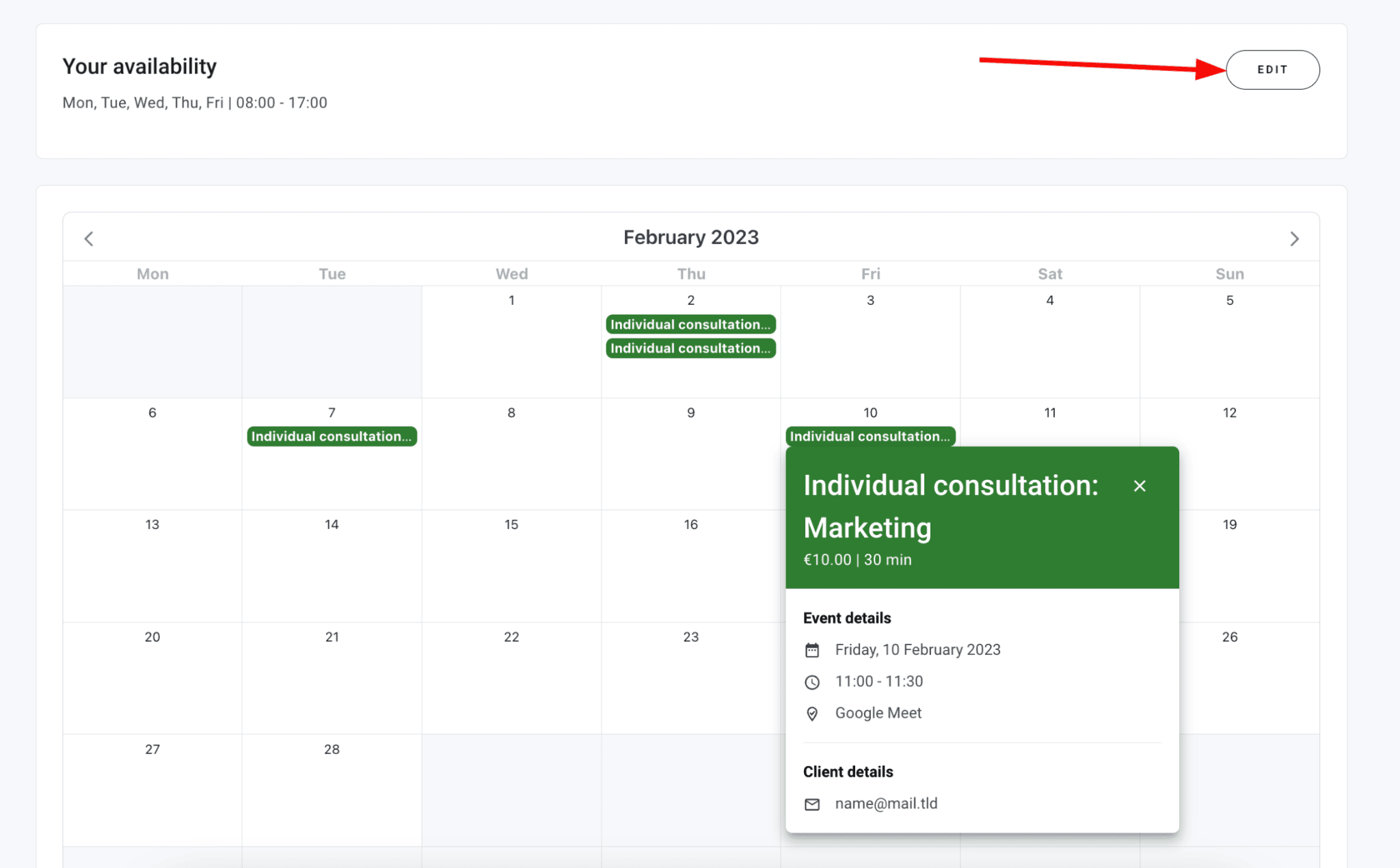 hostinger booking calendar