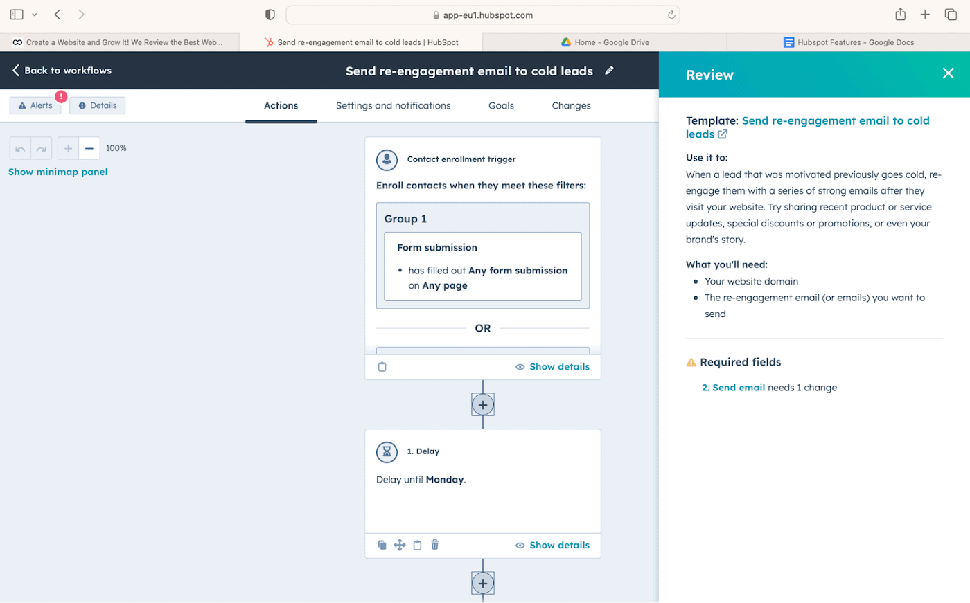 HubSpot workflow builder 