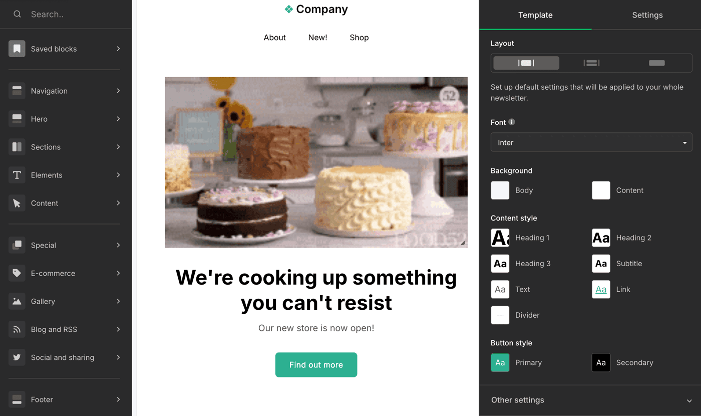 MailerLite's editor