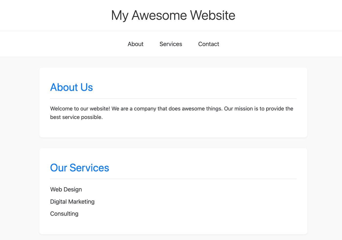 Simple website made in Cursor