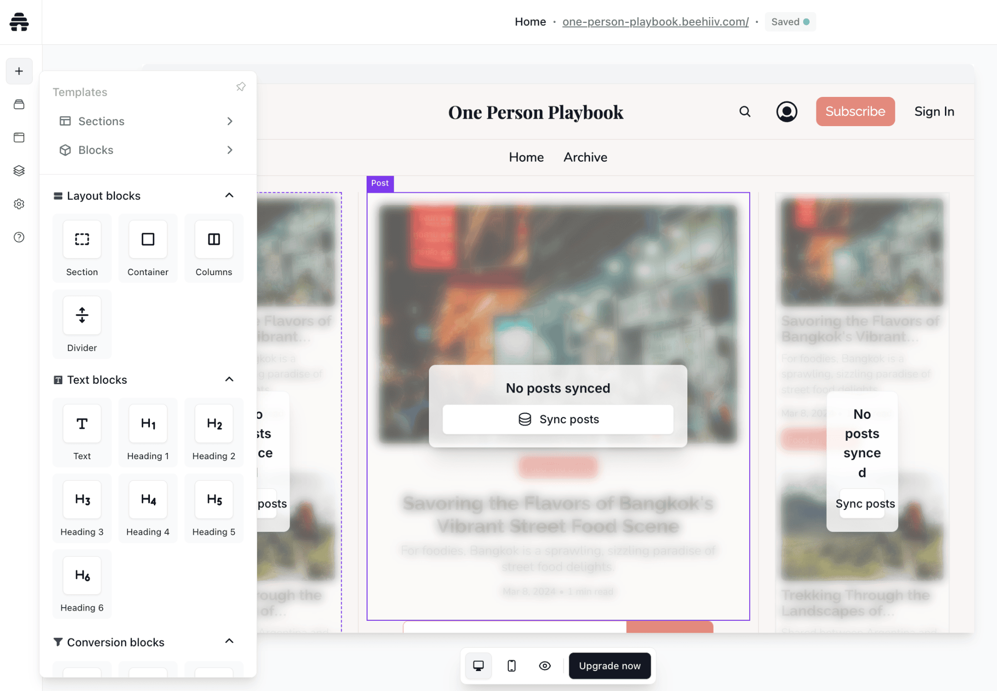 beehiiv website blocks