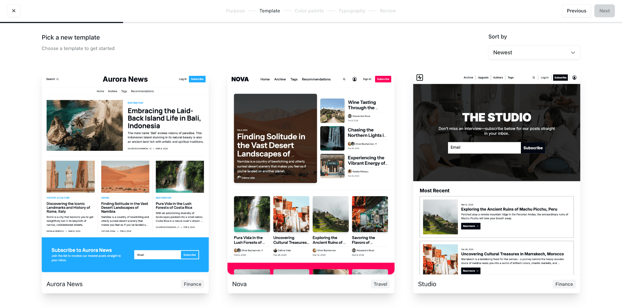 beehiiv website templates