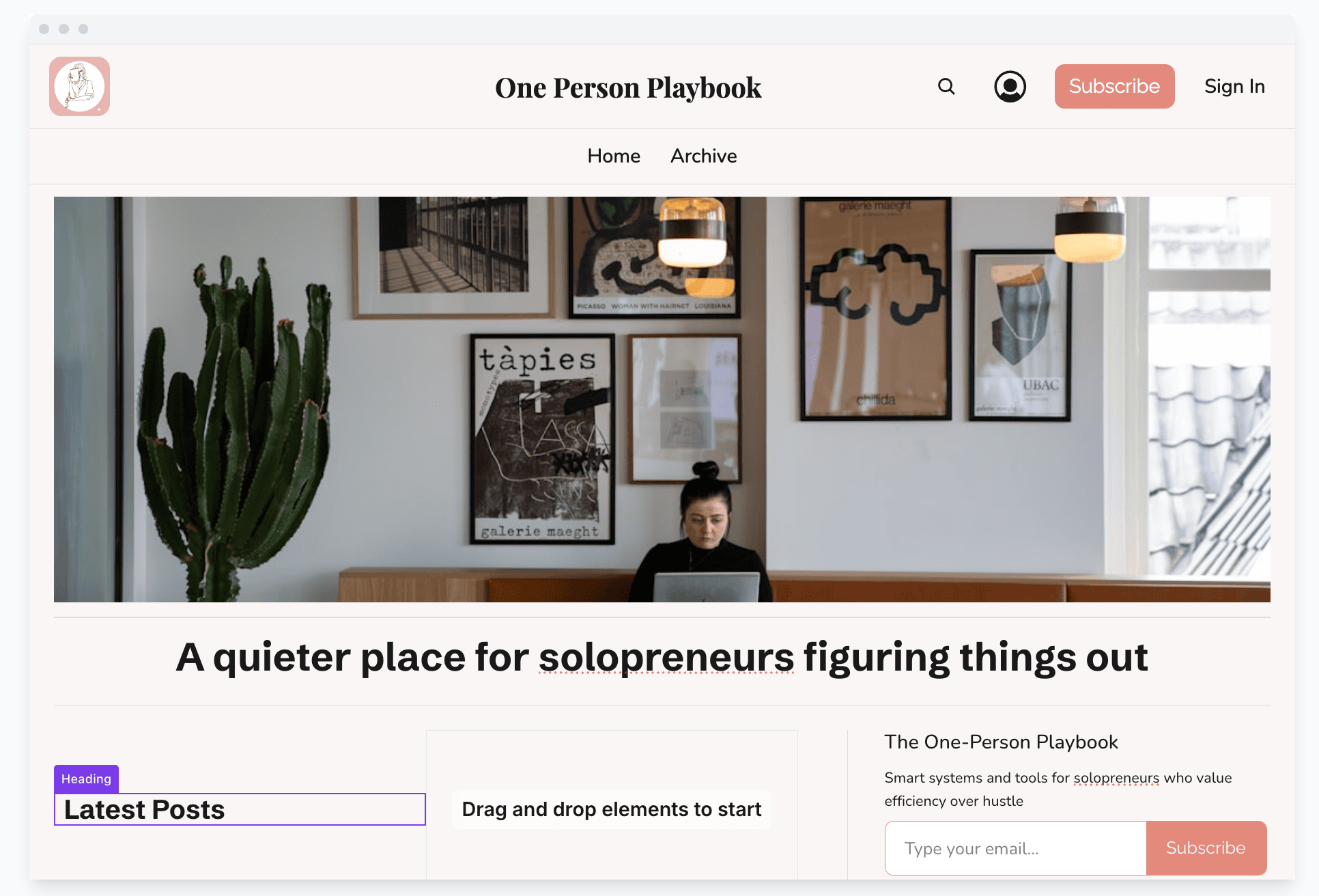 homepage design generated by beehiiv