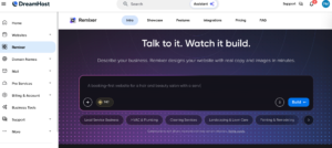 Remixer’s Website Builder dahsboard